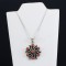 Red Sea Coral Vintage Filigree Oxidized Pendant